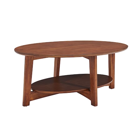 Alaterre Furniture Monterey 48"L Oval Mid-Century Modern Wood Coffee Table, Warm Chestnut ANMT1170